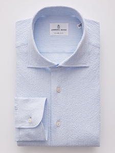 Sky Blue Textured Crinkle Hybrid Men's Shirt | Emanuel Berg Shirts Collection | Sam's Tailoring Fine Men Clothing