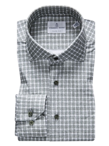 Green & White Check Modern 4Flex Stretch Knit Shirt | Emanuel Berg Shirts Collection | Sam's Tailoring Fine Men Clothing