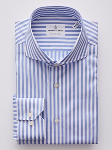 Blue & White Poplin Stripe Sport Luxury Men Shirt | Emanuel Berg Shirts Collection | Sam's Tailoring Fine Men Clothing