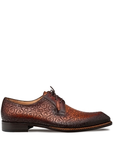 Cognac Lontani Patterned Calfskin Lace Up Shoe | Mezlan Lace Up Shoes Collection | Sam's Tailoring Fine Men's Clothing