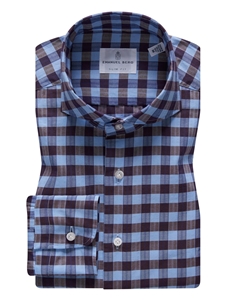 Blue Summer Textured Crinkle Hybrid Shirt | Emanuel Berg Shirts Collection | Sam's Tailoring Fine Men Clothing