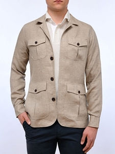 Beige Solid Textured Shirt Jacket | Emanuel Berg Jackets Collection | Sam's Tailoring Fine Men Clothing