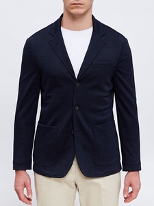 Navy Jersey Stretch D-Constructed Shirt Men's Jacket | Emanuel Berg Jackets Collection | Sam's Tailoring Fine Men Clothing