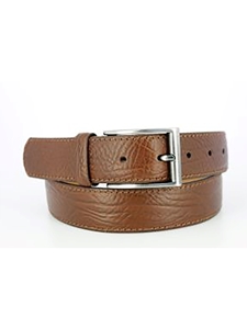 Brown Textured Leather Nickel Buckle Men's Belt | Mephisto Belts Collection | Sam's Tailoring Fine Men's Clothing