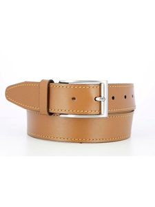 Tan Smooth Italian Leather Brass Buckle Men's Belt | Mephisto Belts Collection | Sam's Tailoring Fine Men's Clothing
