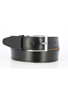 Black Smooth Italian Leather Brass Buckle Men's Belt | Mephisto Belts Collection | Sam's Tailoring Fine Men's Clothing