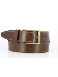 Brown Smooth Italian Leather Brass Buckle Men's Belt | Mephisto Belts Collection | Sam's Tailoring Fine Men's Clothing