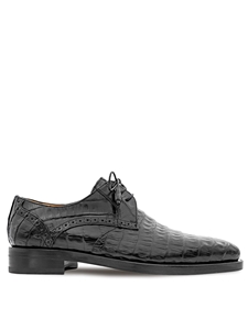 Black Golfo Plain Toe Crocodile Men's Derby Shoe | Mezlan Shoes Collection | Sam's Tailoring Fine Men's Clothing