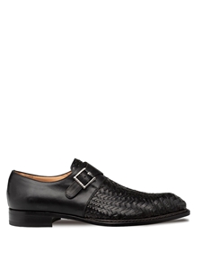 Black Hand Burnished Temi Men's Monks Strap Shoe | Mezlan Shoes Collection | Sam's Tailoring Fine Men's Clothing xford