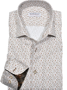 Beige Roll Collar Wheat Abstract Men's Shirt | Marcello Shirts Collection | Sam's Tailoring Fine Men's Clothing