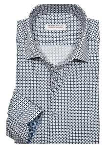 White Roll Collar Hunter Diamonds Men's Shirt | Marcello Shirts Collection | Sam's Tailoring Fine Men's Clothing