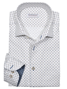 White Diamond Roll Collar Men's Shirt | Marcello Shirts Collection | Sam's Tailoring Fine Men's Clothing