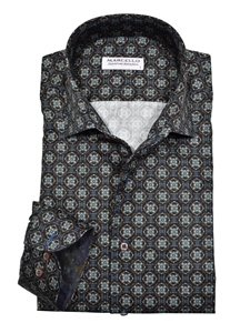 Black Blooming Medallion Men's Shirt | Marcello Shirts Collection | Sam's Tailoring Fine Men's Clothing