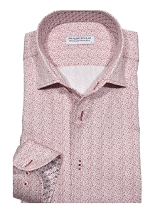 Red Fine Abstract Roll Collar Men Shirt | Marcello Shirts Collection | Sam's Tailoring Fine Men's Clothing