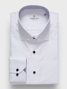 White Solid Oxford Contrast Luxury Sport Men's Dress Shirt | Emanuel Berg Dress Shirts | Sam's Tailoring Fine Men Clothing