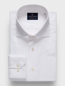 White Natural Stretch Yoga Herringbone Premium Dress Shirt | Emanuel Berg Dress Shirts | Sam's Tailoring Fine Men Clothing