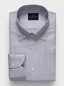 Light Grey Houndstooth Twill Premium Men's Luxury Dress Shirt | Emanuel Berg Dress Shirts | Sam's Tailoring Fine Men Clothing