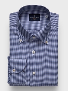 Navy Houndstooth Twill Premium Men's Luxury Dress Shirt | Emanuel Berg Dress Shirts | Sam's Tailoring Fine Men Clothing