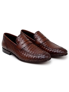 Antique Tan Handwoven Italian Calfskin Slip On Loafer | Belvedere Studio Shoes | Sam's Tailoring Fine Men's Clothing
