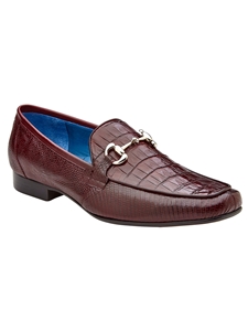 Burgundy Caiman Crocodile & Lizard Udine Men's Loafer | Belvedere Dress Shoes | Sam's Tailoring Fine Men's Clothing