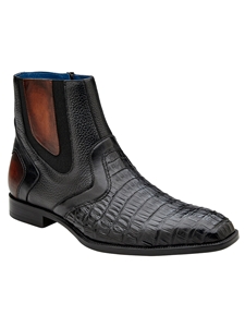 Black Caiman Crocodile Italian Leather Monte Shoe | Belvedere Dress Shoes | Sam's Tailoring Fine Men's Clothing
