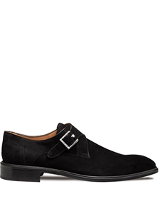 Black Albini Burnished Suede Monk Strap Men's Shoe | Mezlan Monk Strap Collection | Sam's Tailoring Fine Men's Clothing