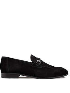 Black Bracco Burnished Suede Ornament Men's Loafer | Mezlan Slip On's Collection | Sam's Tailoring Fine Men's Clothing