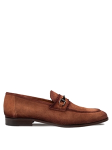 Tan Bracco Burnished Suede Ornament Men's Loafer | Mezlan Slip On's Collection | Sam's Tailoring Fine Men's Clothing