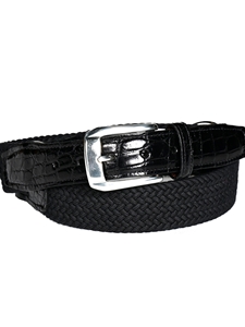 Black 3-Piece Woven Italian Rayon/American Alligator Exotic Belt | Torino Leather Exotic Belts Collection | Sam's Tailoring Fine Men's Clothing