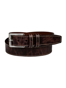 Brown Distressed Crocodile Embossed Calfskin Leather Dress Casual Belt | Torino Leather Dress Casual Belts Collection | Sam's Tailoring Fine Men's Clothing