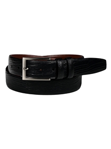 Black Lizard Embossed Calfskin Dress Casual Belt | Torino Leather Dress Casual Belts Collection | Sam's Tailoring Fine Men's Clothing