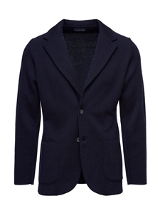 Navy Two Buttons Premium Structured Men's Swacket | Emanuel Berg Jackets Collection | Sam's Tailoring Fine Men Clothing