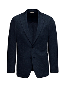 Navy Wool Blend Solid Jacquard D-Constructed Jacket | Emanuel Berg Jackets Collection | Sam's Tailoring Fine Men Clothing