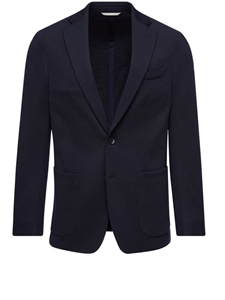 Navy Robert - Wool Blend Solid Jersey D-Constructed Jacket | Emanuel Berg Jackets Collection | Sam's Tailoring Fine Men Clothing
