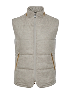 Beige Wool Blend Herringbone Luxury Men's Vest | Emanuel Berg Jackets Collection | Sam's Tailoring Fine Men Clothing