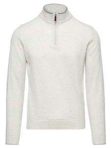 Light Grey Light Guage Highneck With Zipper Sweater | Emanuel Berg Sweaters Collection | Sam's Tailoring Fine Men Clothing