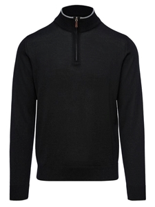 Black Light Guage Highneck With Zipper Sweater | Emanuel Berg Sweaters Collection | Sam's Tailoring Fine Men Clothing