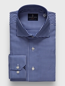 Navy Natural Stretch Yoga Twill Premium Luxury Dress Shirt | Emanuel Berg Dress Shirts Collection | Sam's Tailoring Fine Men's Clothing