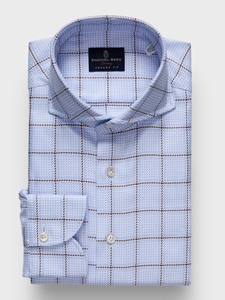 Bright Blue Checked Twill Premium Luxury Dress Shirt | Emanuel Berg Dress Shirts Collection | Sam's Tailoring Fine Men's Clothing