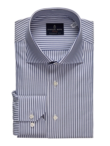 Navy Natural Stretch Yoga Twill Premium Luxury Dress Shirt | Emanuel Berg Dress Shirts Collection | Sam's Tailoring Fine Men Clothing