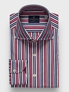 Red Striped Poplin Premium Luxury Men's Dress Shirt | Emanuel Berg Dress Shirts Collection | Sam's Tailoring Fine Men Clothing