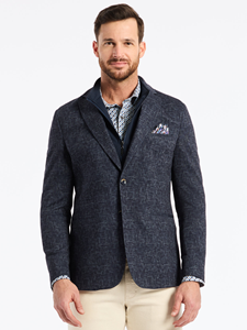 Navy Notch Lapel Jetset XII Tailored Fit Blazer | Robert Graham Blazers Collection | Sam's Tailoring Fine Men's Clothing
