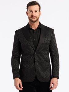 Black Peak Lapel Tailored Fit Eldridge Men Blazer | Robert Graham Blazers Collection | Sam's Tailoring Fine Men's Clothing