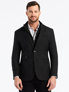 Black Notch Lapel Tailored Men's Jetset Blazer | Robert Graham Blazers Collection | Sam's Tailoring Fine Men's Clothing