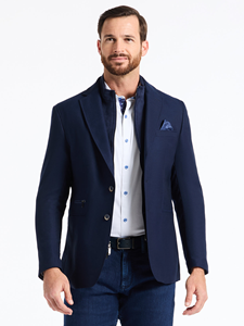 Navy Notch Lapel Tailored Fit Men's Jetset Blazer | Robert Graham Blazers Collection | Sam's Tailoring Fine Men's Clothing