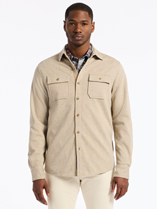 Oatmeal Point Collar Vigano Men's Shirt Jacket | Robert Graham Outerwear Collection | Sam's Tailoring Fine Men's Clothing