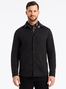 Black Tailored Fit Downey Men's Shirt Jacket | Robert Graham Outerwear Collection | Sam's Tailoring Fine Men's Clothing
