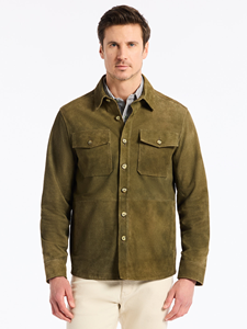 Olive Point Collar Mazo Suede Men's Jacket | Robert Graham Outerwear Collection | Sam's Tailoring Fine Men's Clothing