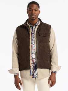 Dark Brown Cauthrone Men's Leather Vest | Robert Graham Outerwear Collection | Sam's Tailoring Fine Men's Clothing