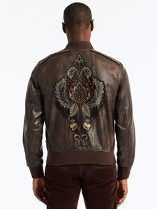 Brown Limited Edition Gilded Outla | Robert Graham Outerwear Collection | Sam's Tailoring Fine Men's Clothingw Leather Jacket